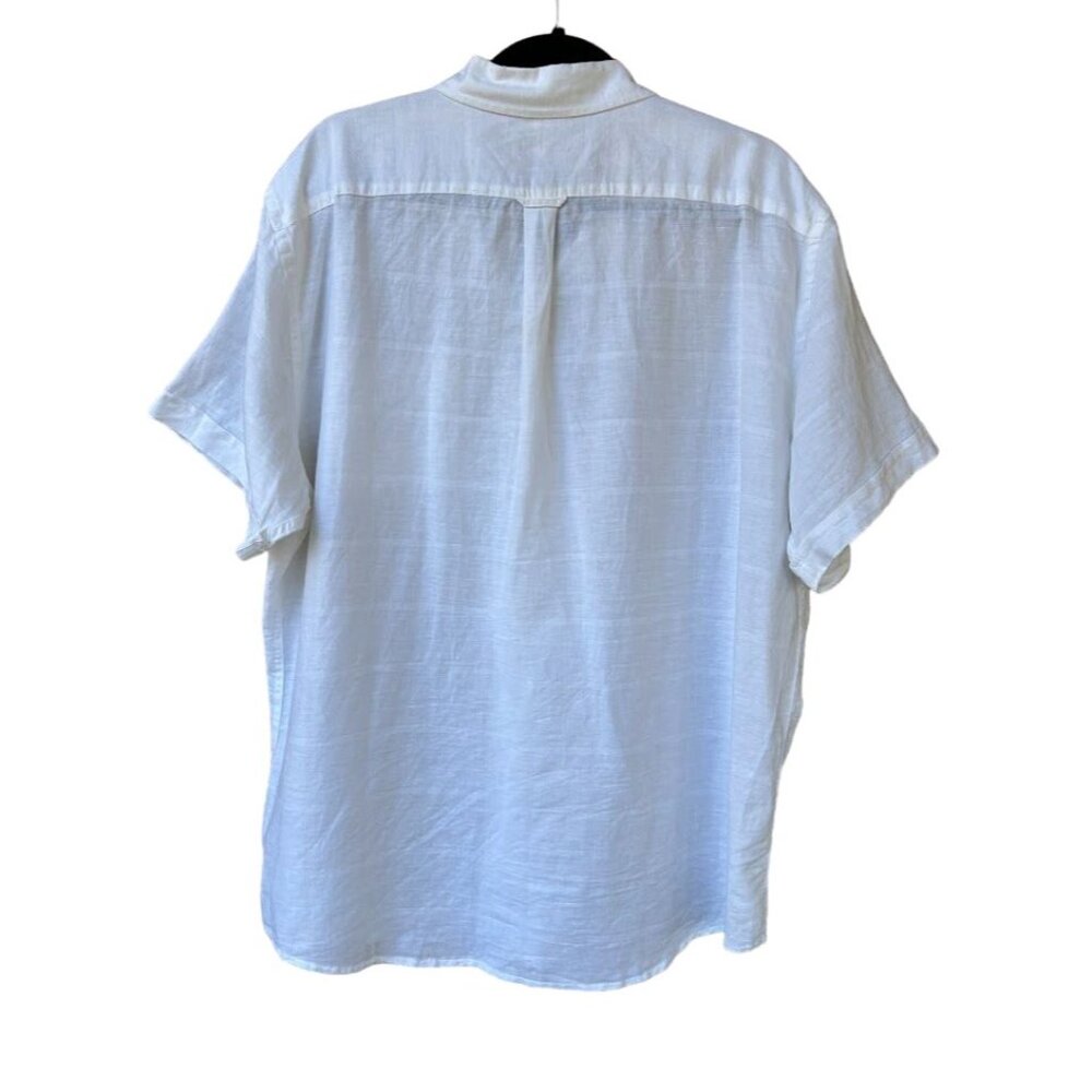 Izod‎ Mens White Linen & Cotton Blend Short Sleeve Button-Down Shirt XXLG - Picture 4 of 5